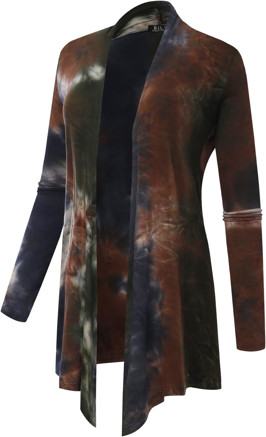 BILY Women's Asymmetrical Front Long Sleeve Front Pockets Light Sweater Cardigan