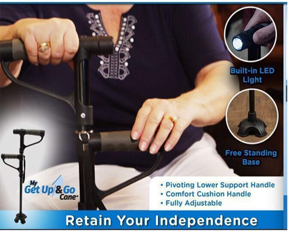 Old Man Armrest Crutches, Folding Double Handle Light Cane for Seniors Aluminum Alloy Crutches Height Adjustable with LED Lamp Crutches It's so Kind of You