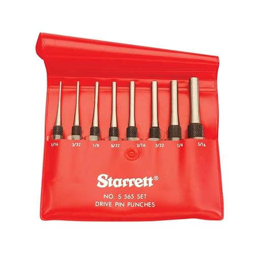 Miniatura 8 de Starrett Juego de perforadores con agarre moleteado en caja de plástico redonda roja - 4 pulgadas de largo 116 pulgadas 332 pulgadas 18 pulgadas 532