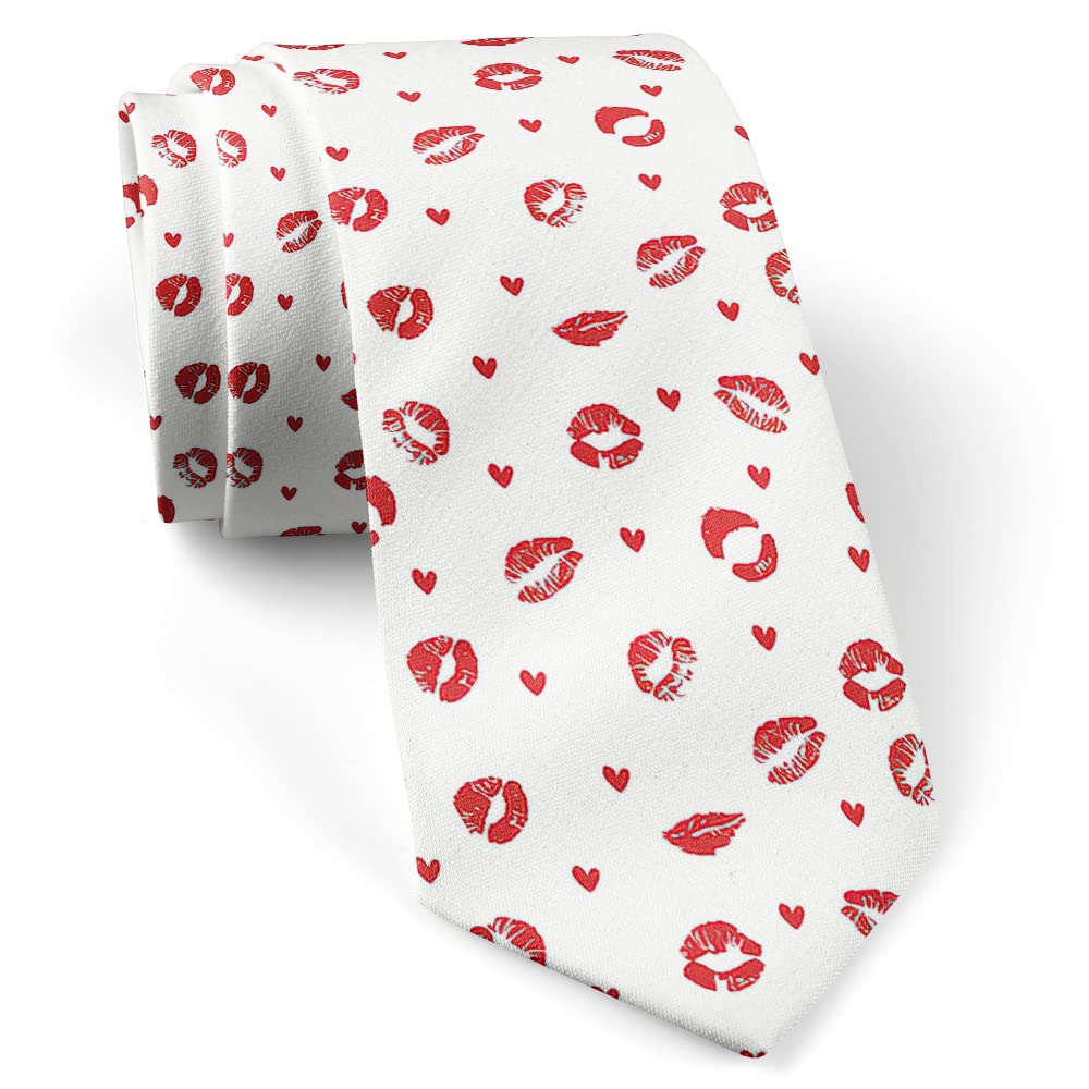 Xoovtka Skinny Slim Fashion Necktie for men Novelty Conversational Neckwear Ties (Lipstick Kiss Prints Pattern)