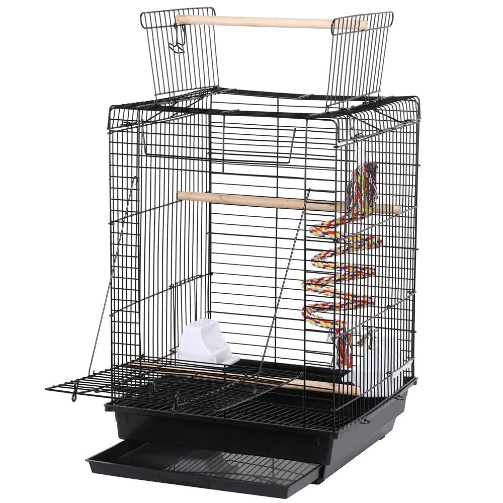 Yaheetech Vogelkäfig Wellensittich Kanarien Käfig mit Vogelspielzeug schwarz
