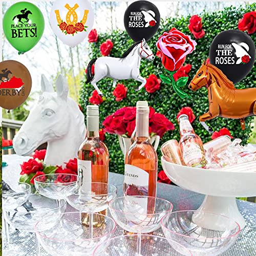 45 Pcs Derby Balloons Kentucky Horse Derby Party Decorations Including Horse Balloons Run for the Rose Foil Balloon for Horse Racing Preakness Western Cowboy Party Decoration Supplies by ANYMONYPF - Used condition - Image 5