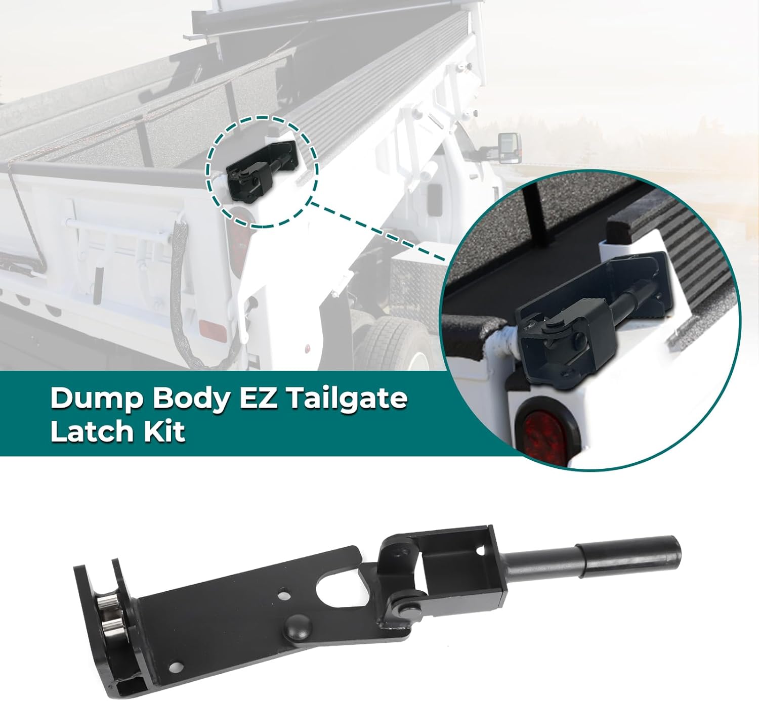 1665644 Right-Side Tailgate Latch Kit, Heavy-Duty Black Tailgate Lock Kit for Large Vehicles, Cars, and Trucks with Metal Dump Bodie (Right-Side)