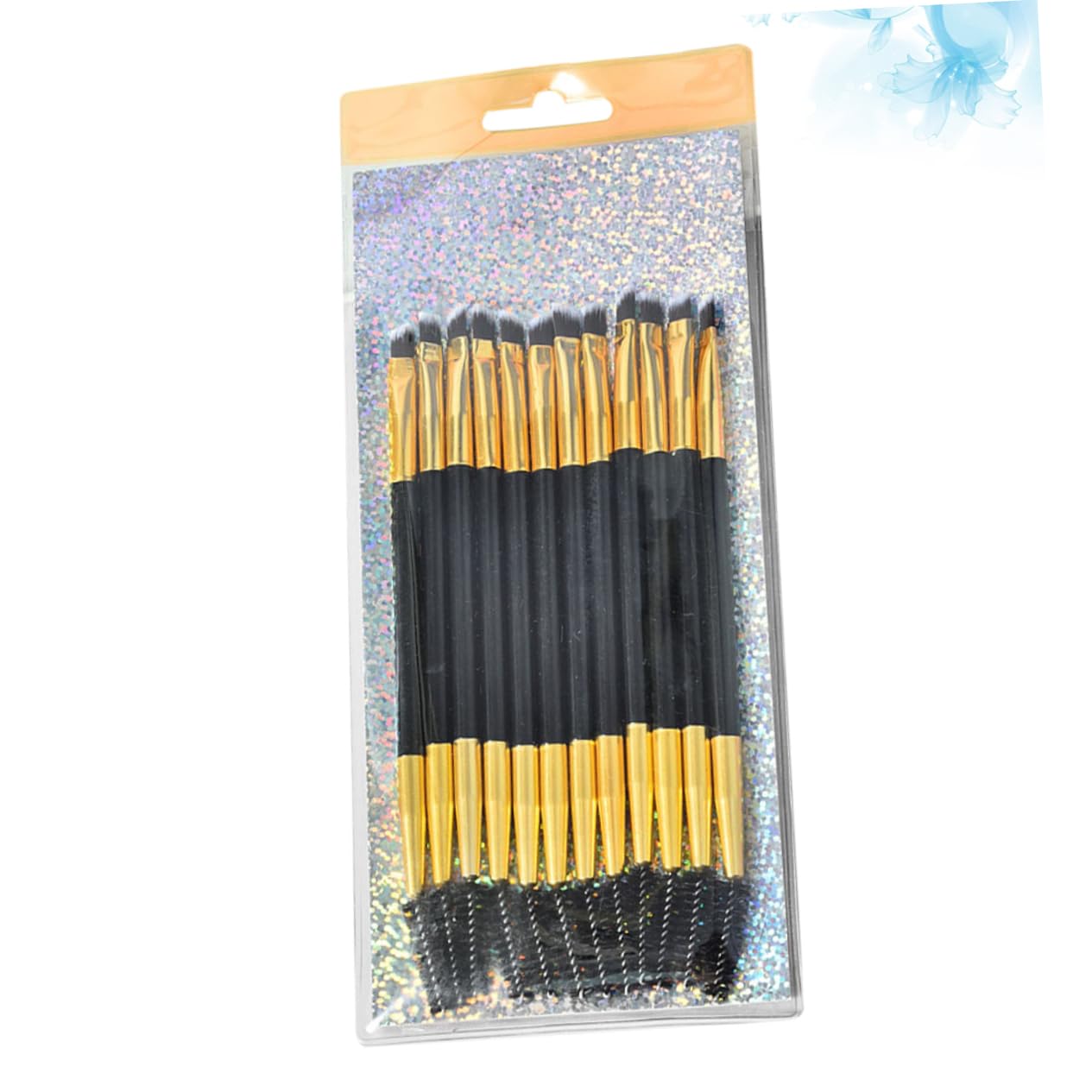 BELLIFFY Dual Purpose Eyebrow Comb Mascara Brush 12pcs Makeup Brush Set for Salon Home Use Golden