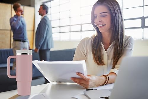 Miniatura 8 de YOUEXPERT Vaso de 30 onzas con asa y pajilla, vasos aislados con tapa y pajilla, botella de agua de acero inoxidable de 30 onzas, vasos para