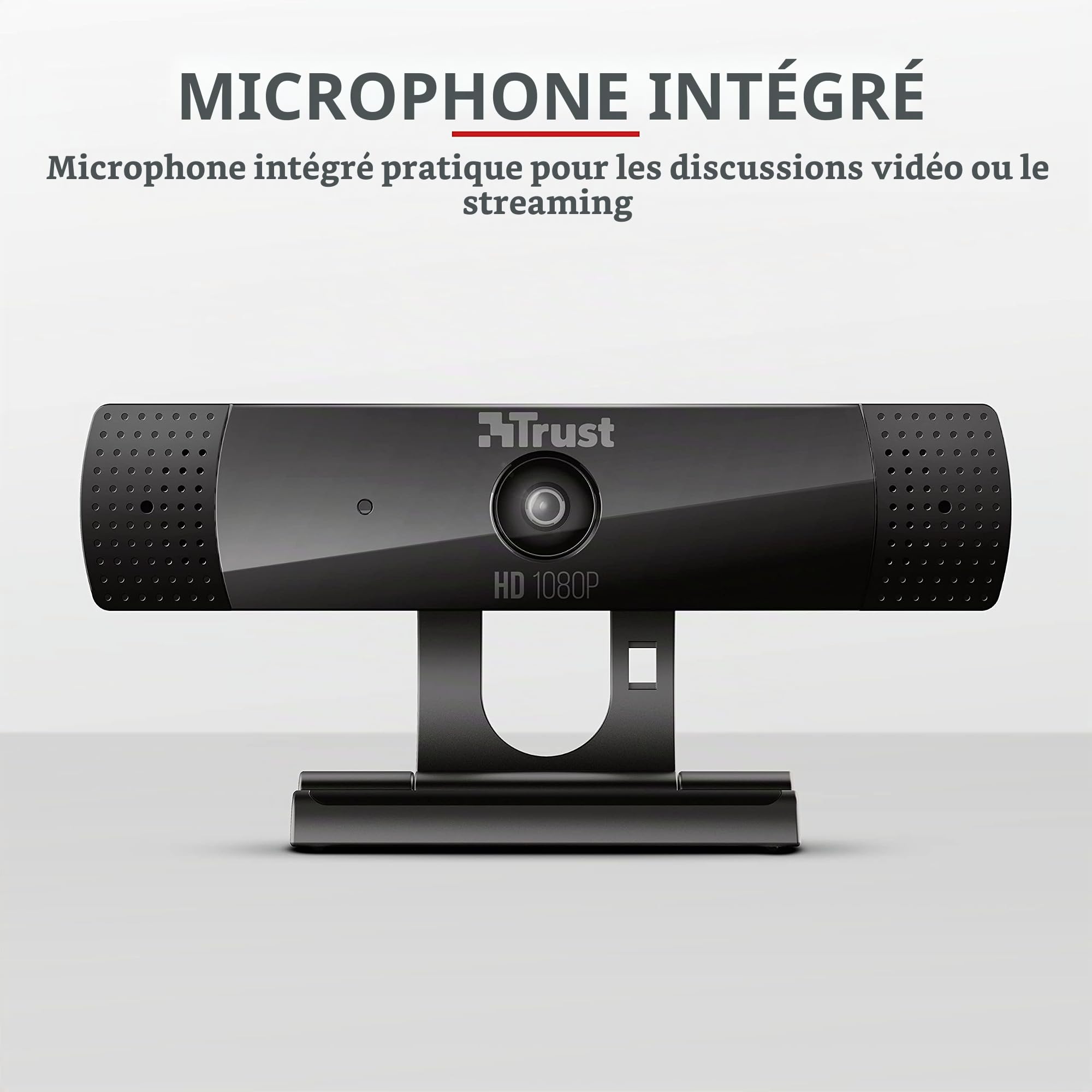 Trust Gaming GXT 1160 Vero Webcam Full HD 1080p 30 FPS avec Micro Intégré, Web Caméra d’Ordinateur USB pour PC, Ordinateur Portable, Laptop, Video, Youtube, Skype, Teams, Zoom, Streaming - Noir