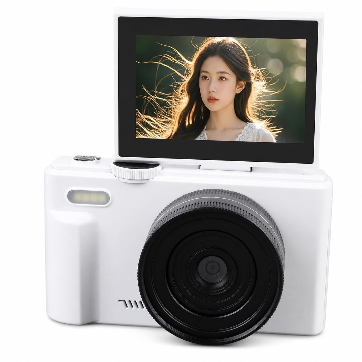 Kamera Cyfrowa 5K, 75MP WiFi Vlogging Aparat z 18x Optycznym Zoom i 3 na Ekranie Flip do Fotografii, YouTube i Travel (WHITE)