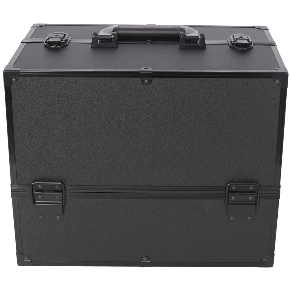 Profesjonalne etui na przybory do makijażu, 35 cm, duże pudełko na przybory do makijażu, organizer z zamkiem i 6 regulowanymi tacami, twarda obudowa, do przechowywania przyborów