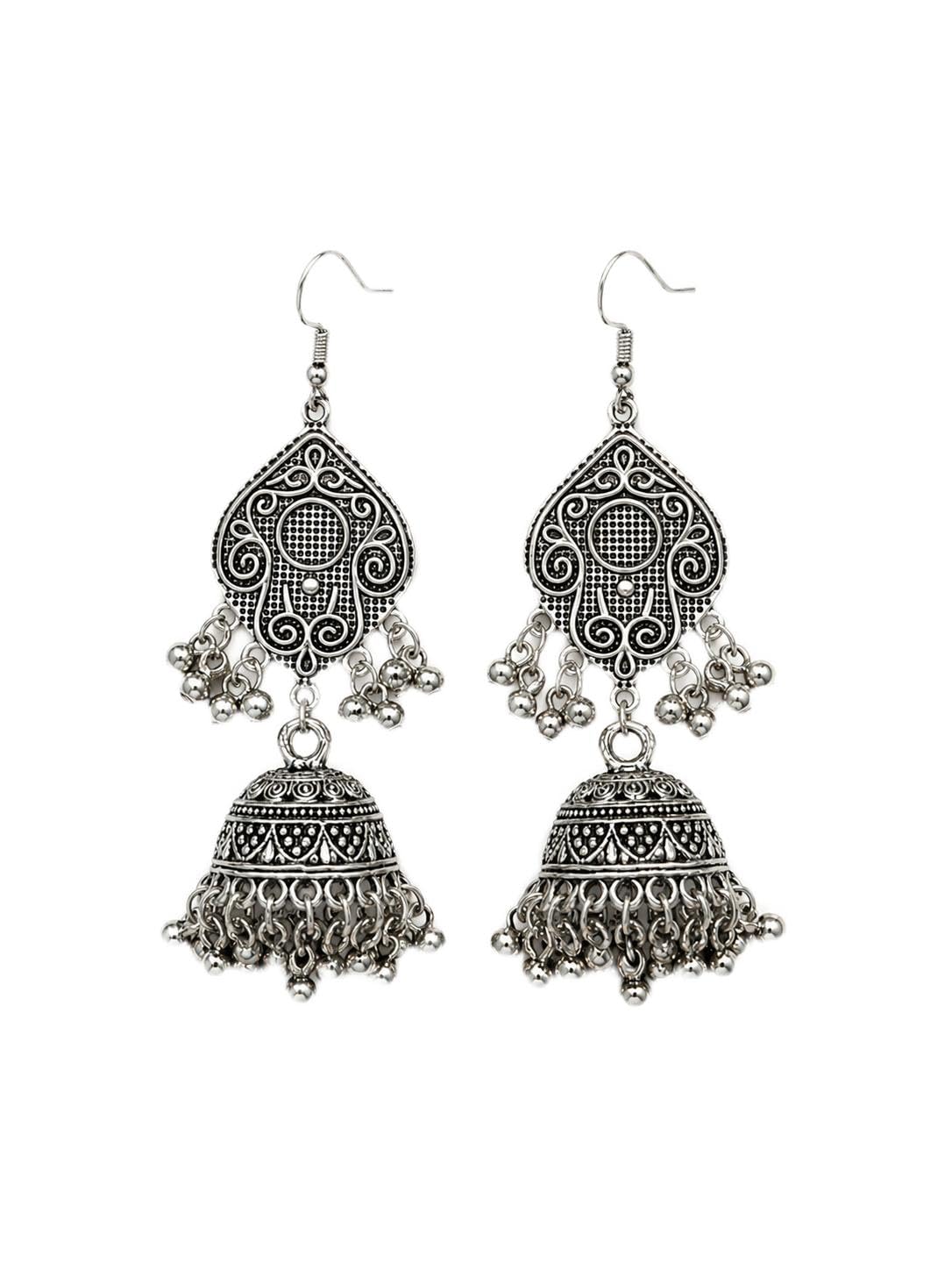 Oxidized Silver Jhumka Earrings for Women & Girls (3 Styles)-picture-22