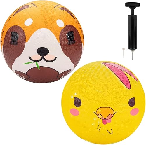 Miniatura 10 de Gaga Ball - Pelotas de 8.5 pulgadas con bomba de aire (2 unidades, animales), bolas de goma duraderas, tamaño oficial para dodgeball y balonmano,