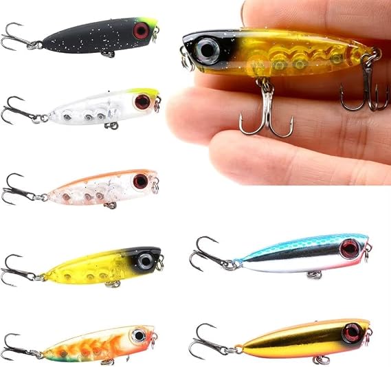 Valkyrie 7 Piece Jump Rapala Fishing Rod Bait Set - 4.8cm - 3.8gr Ball 3D Eye Carbon Steel Needle 7 Different Colors