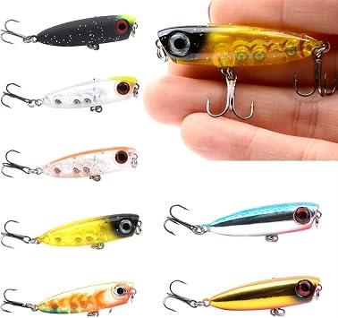 Valkyrie 7 Piece Jump Rapala Fishing Rod Bait Set - 4.8cm - 3.8gr Ball 3D Eye Carbon Steel Needle 7 Different Colors