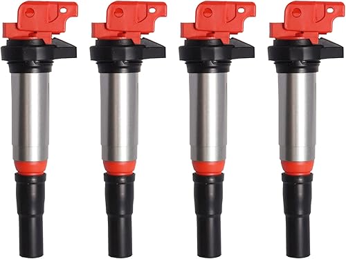 ENA Juego de 4 bobinas de encendido rojas de 1.6 L compatibles con Mini Cooper 2007 2008 2009 2010 2011 2012 2013, Cooper Countryman 2011-2016,