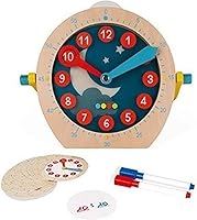 Vista 1 de Janod Aprende a decir la hora - Reloj educativo de madera para enseñanza - A partir de 5 años - J05076