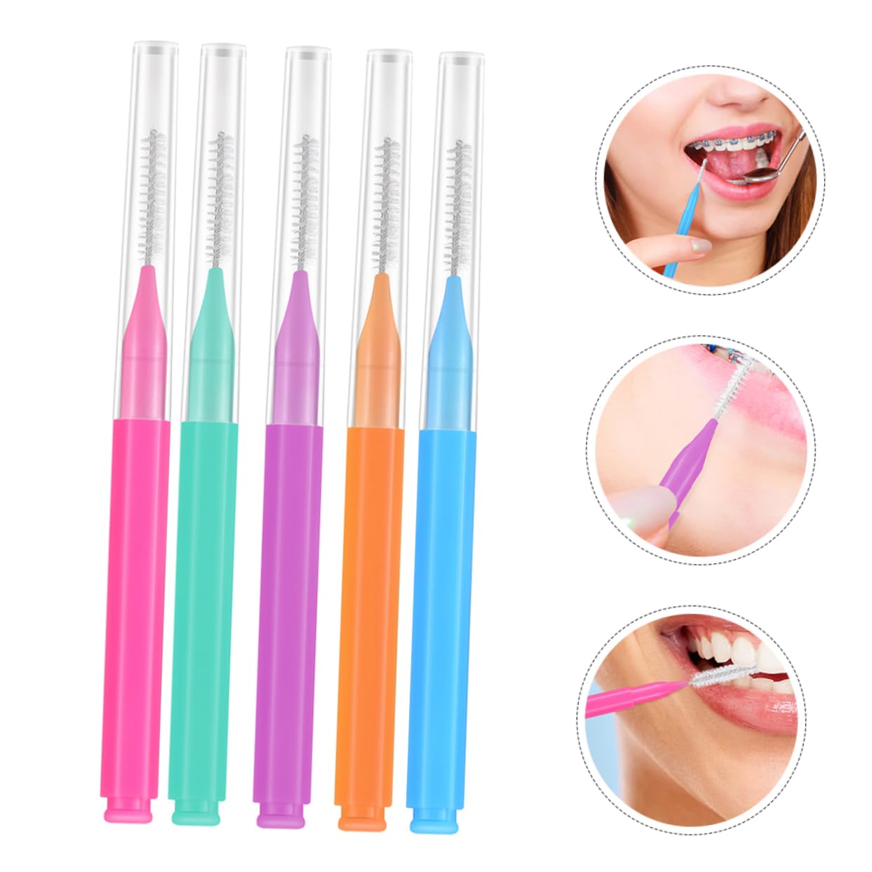 Mobestech 250piezas Cepillos Interdentales Para Limpieza Bucal Herramientas De Higiene Oral Para Brackets Incluye Morado