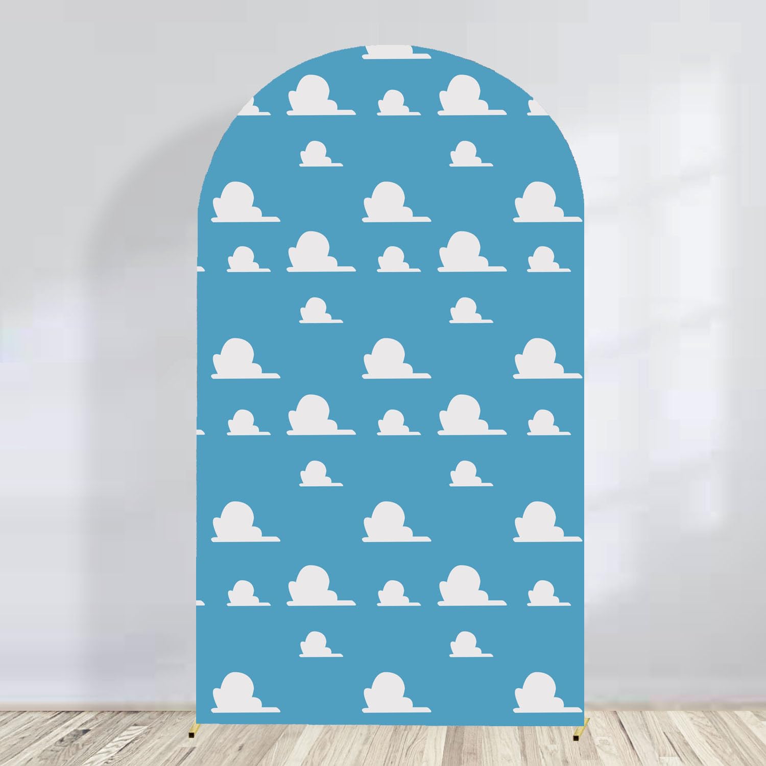 Arch Backdrop Cover Blue Sky White Clouds Background Boy Story Cartoon Hero Newborn Toy Theme Party Decoration Baby Shower Kids Birthday Decor Props (