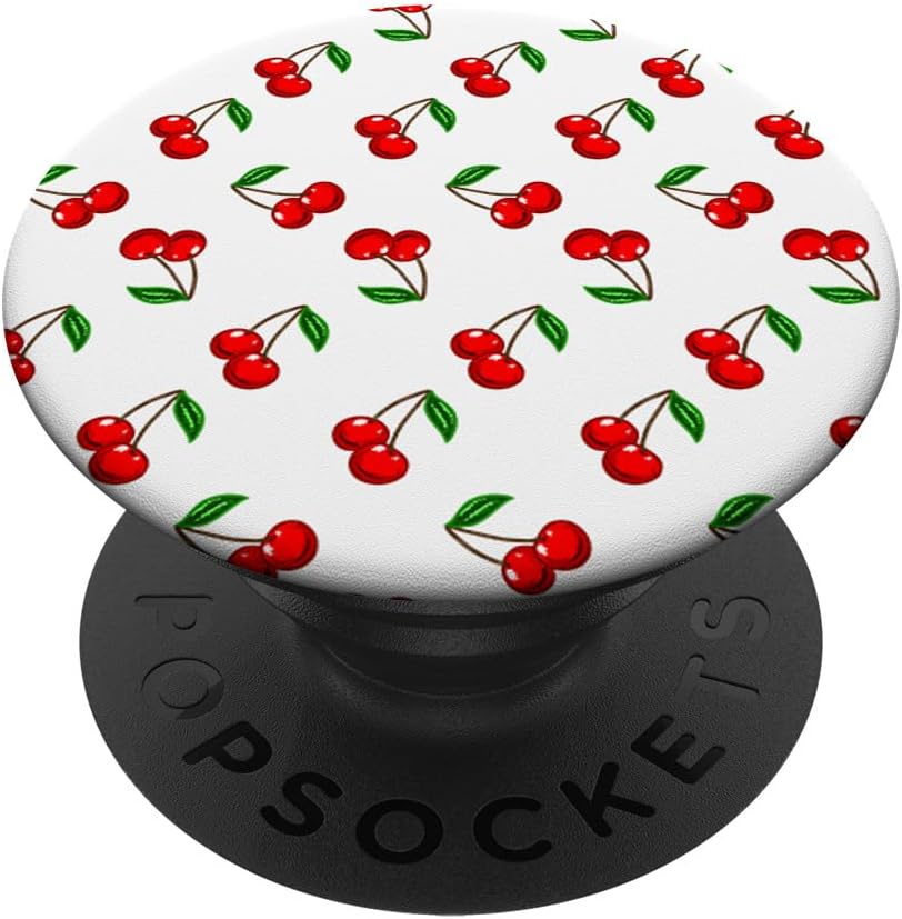 Cartoon Cherry Cherries Pattern Cute Fruit Food Lover Foodie PopSockets PopWallet for MagSafe