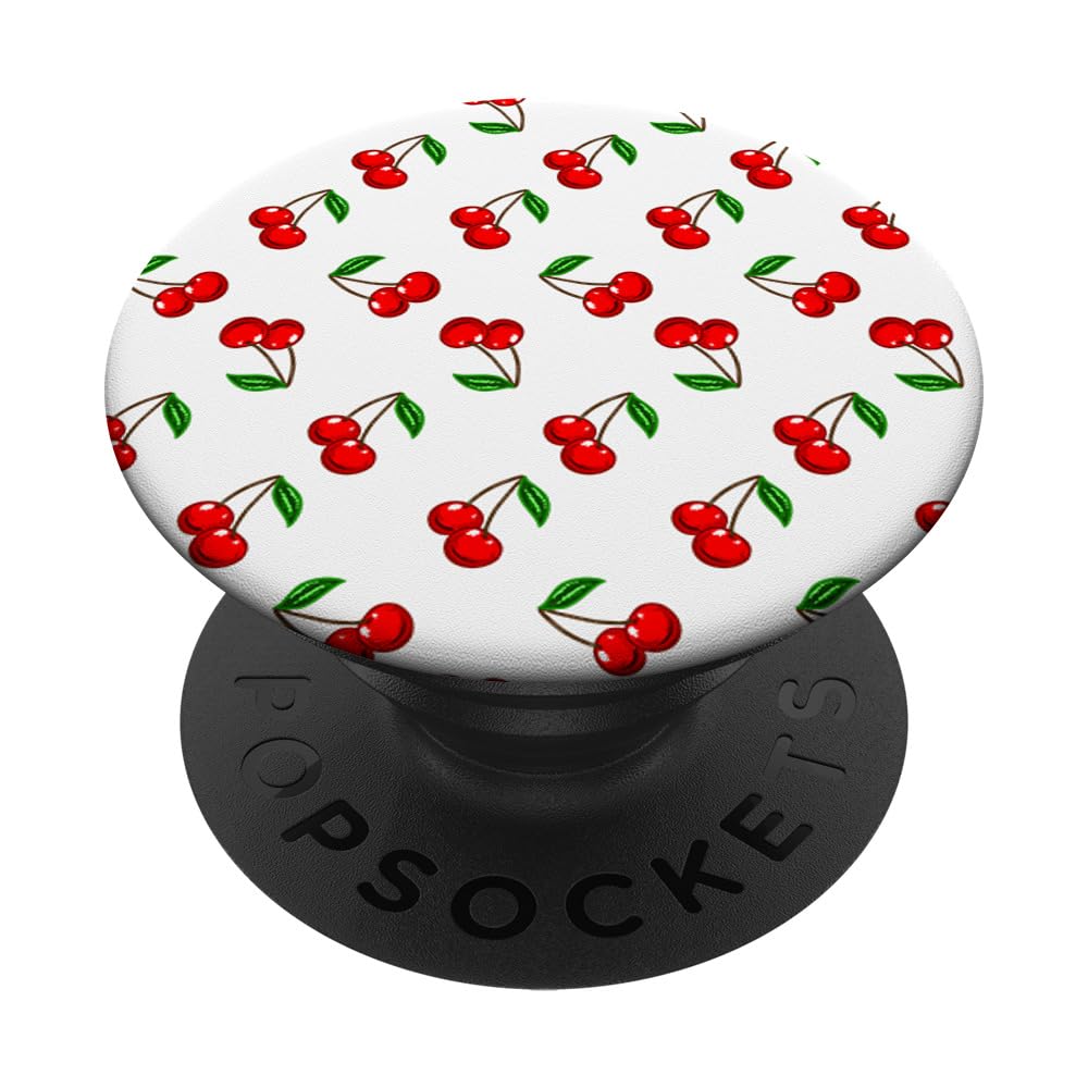 Cartoon Cherry Cherries Pattern Cute Fruit Food Lover Foodie PopSockets Adhesive PopGrip