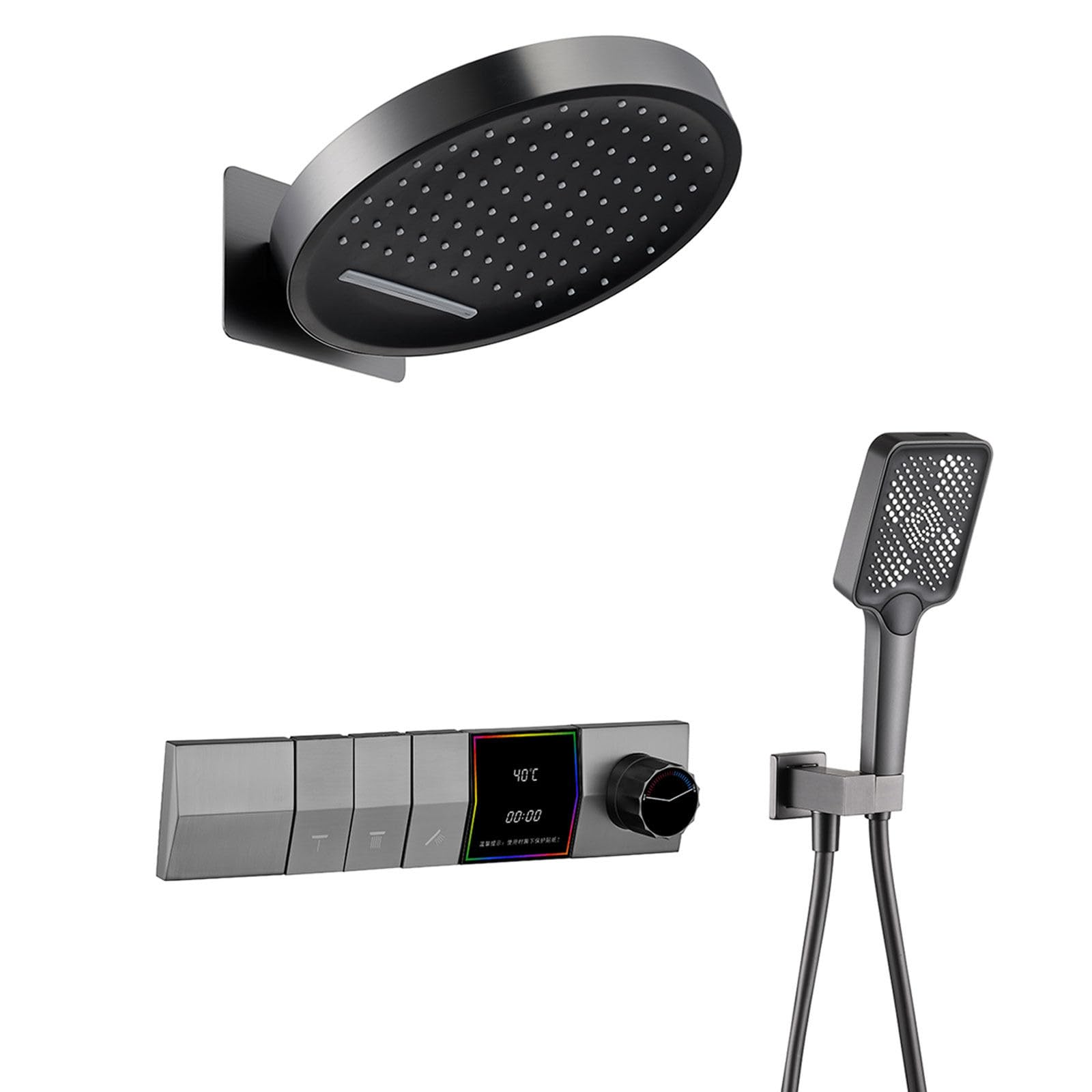 Ensemble de douche à affichage numérique avec touches piano et colonne pluie cascade