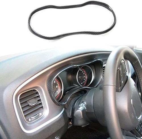 crosselec Cubierta de marco de panel de tablero de fibra de carbono, accesorios de decoración interior para Dodge Charger 2015-2021 (negro)