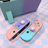 Vista 6 de Topsolid NS Switch Joycon Replacement ABXY Direction Keys & Cat Claw Design Thumb Grip Caps, Pink Purple Soft Silicone Cover Joystick Cap for