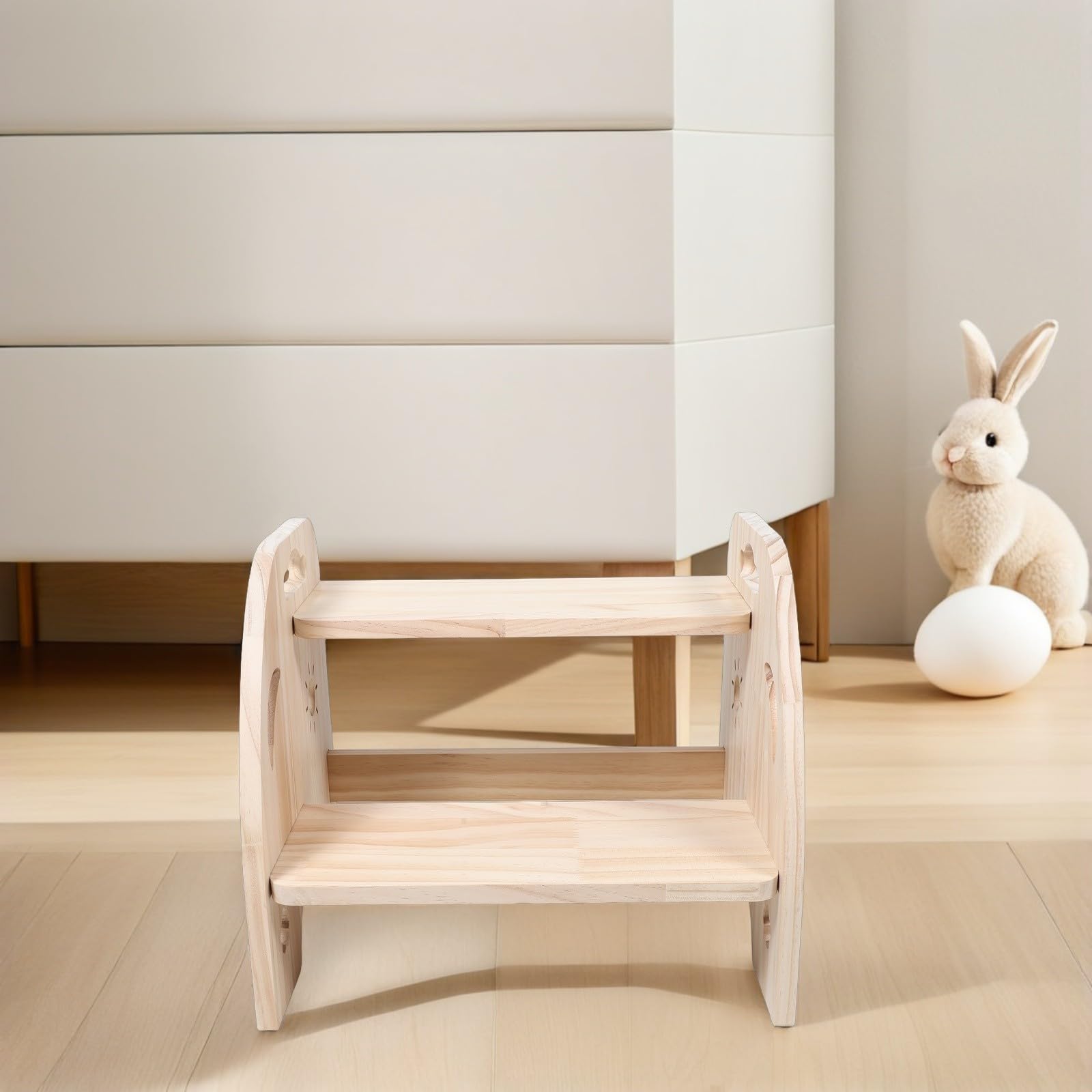 Beaupretty Taburete Infantil de Madera con Doble Escalón para Baño y Lavado Seguro y Resistente para Hogar