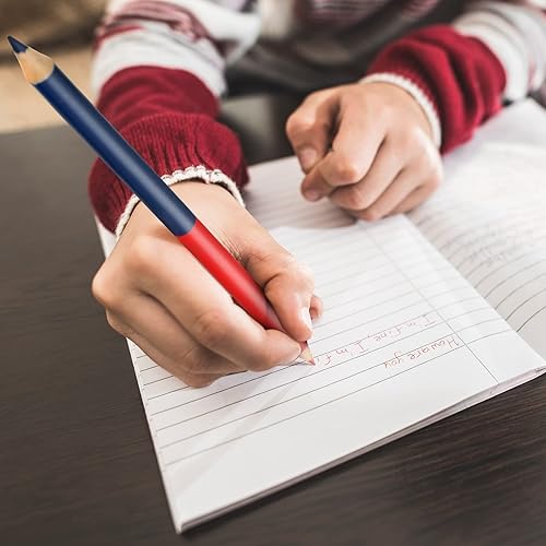 Miniatura 7 de Containlol 12 lápices de cuadros rojo y azul, lápices borrables de doble color, preafilados #2 HB con 2 sacapuntas de metal para verificar pruebas