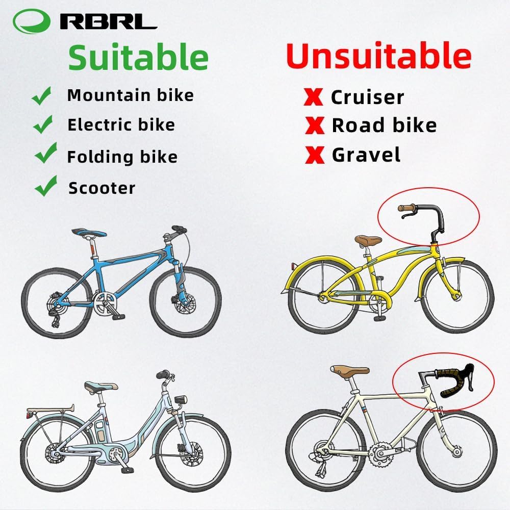 RBRL Bicycle Mirror, Extra Large Bike Mirror, 360° Adjustable Shatterproof and Durable Bar End Rear View Mirror Bicycle, Side Mirrors for E-Bike (Left)