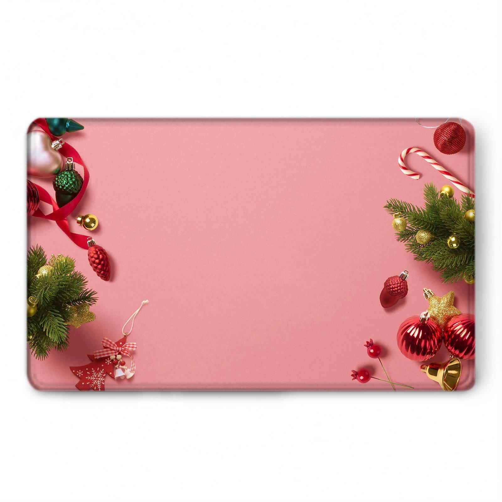 Tappeto rosa, tappetini per porte interni 60X180cm decorazioni natalizie ciondolo flanella tappetino