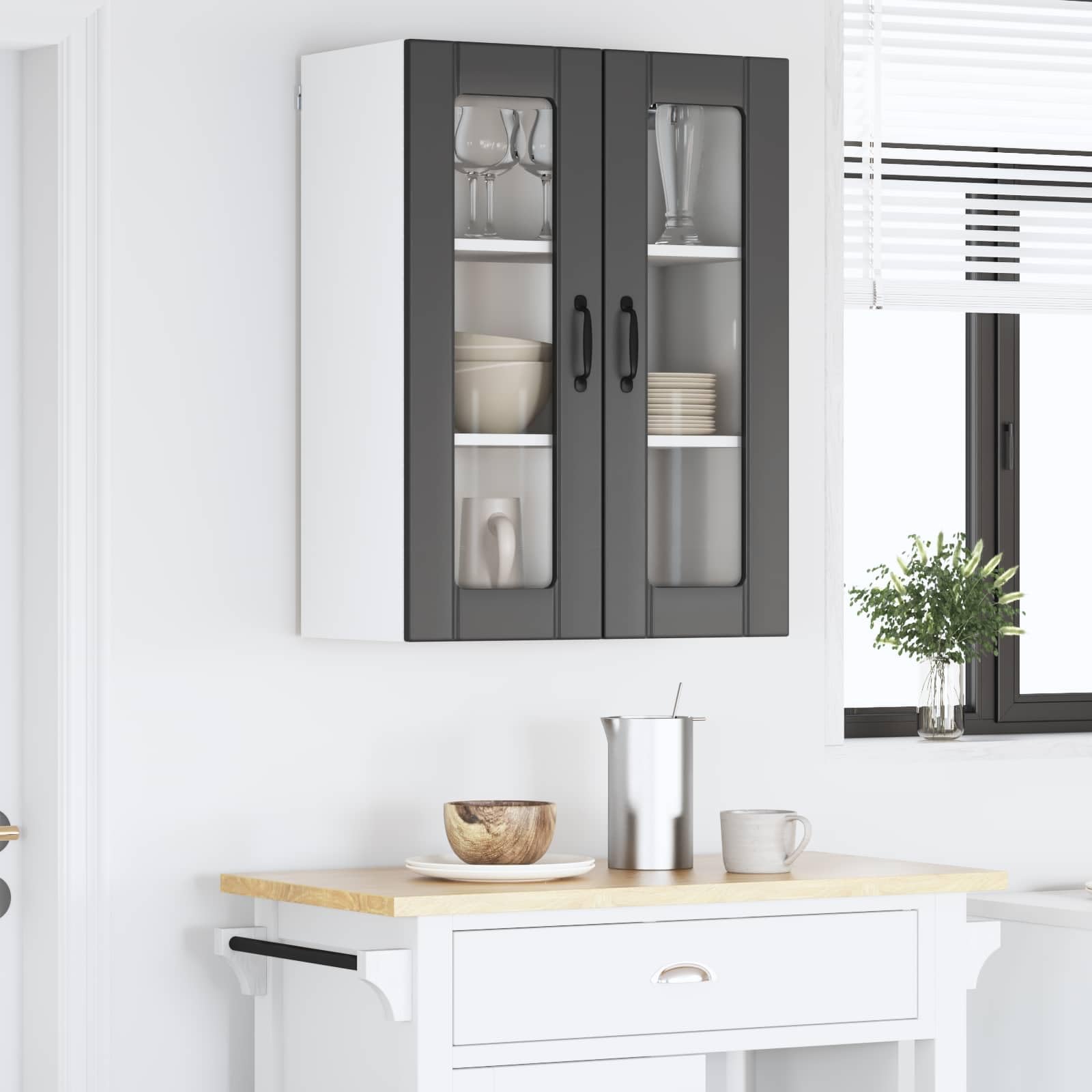 Schwarzer Küchenschrank, 60x31x80cm Holzwerkstoff, Langlebiges Küchenschrank Aufbewahrung für Kochutensilien, Modernes Design, Einfache Montage