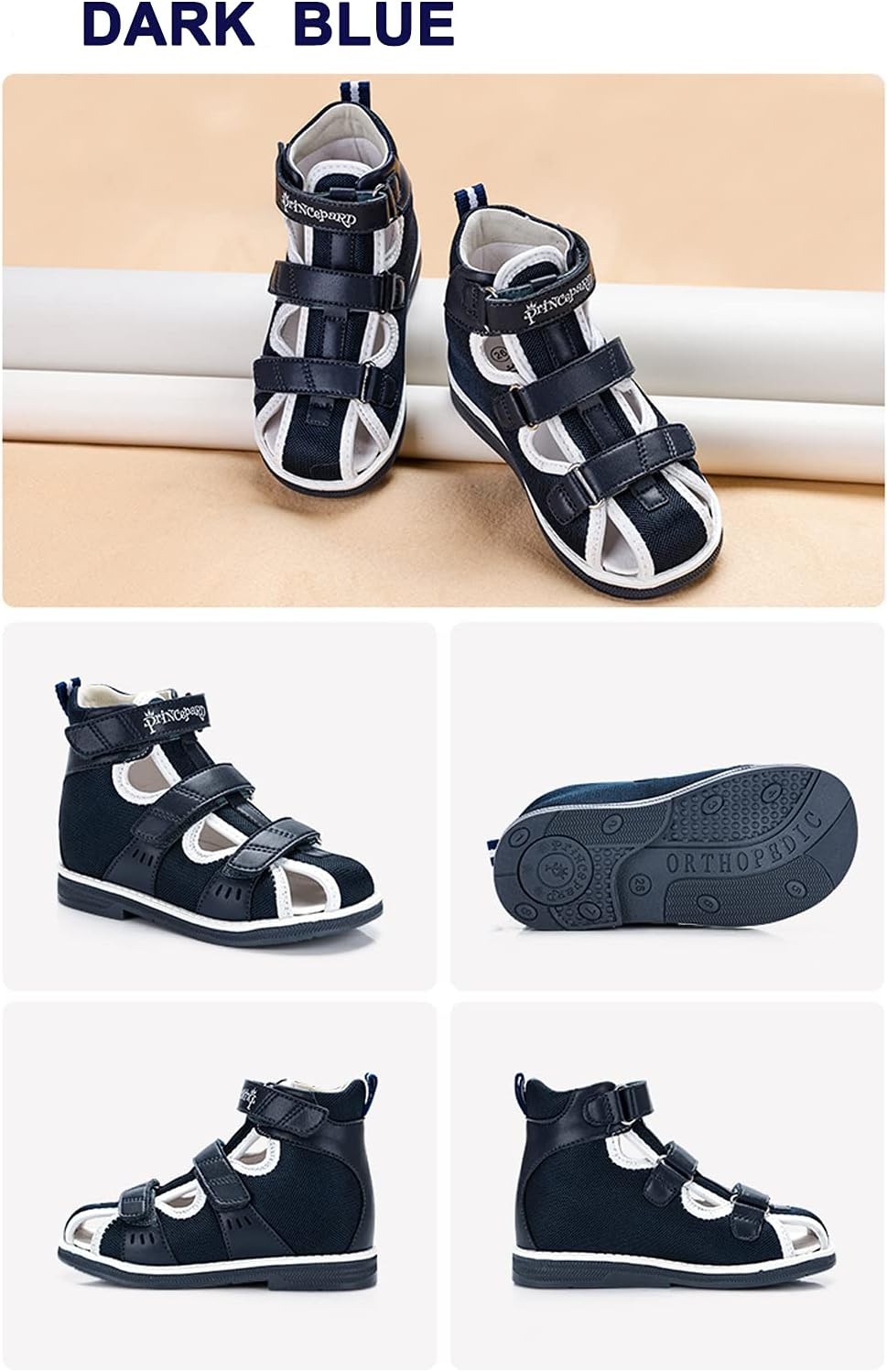 princepard Orthopedic Sandals for Kids and Toddlers, Summer Children's Corrective Shoes for Boys and Girls Flat Feet or Tiptoe Walking,High-Top Ankle Support and Anti-Slip Sole