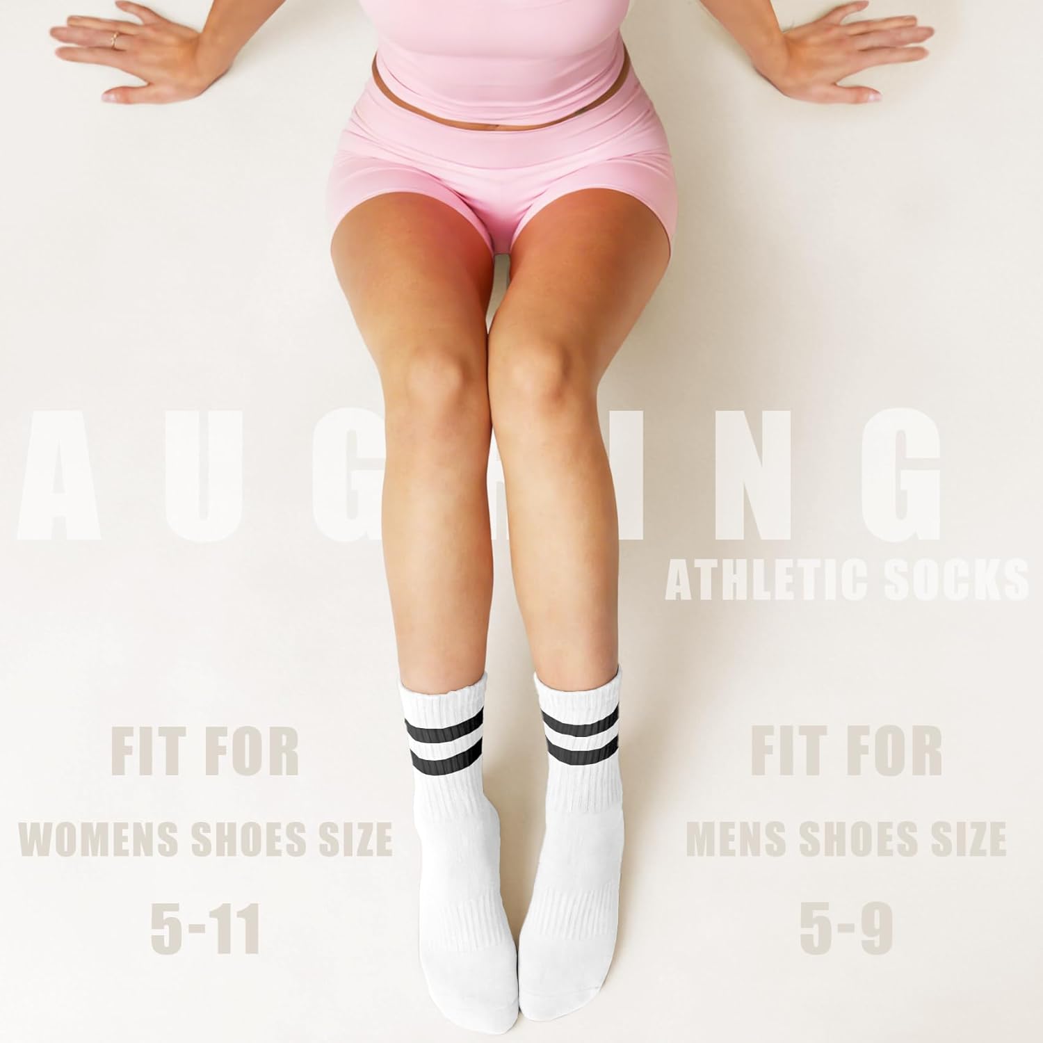 Women's Striped Cotton Crew Socks Cozy Casual Athletic Quarter Socks for Running & Gym Size 5-11 - Image 4