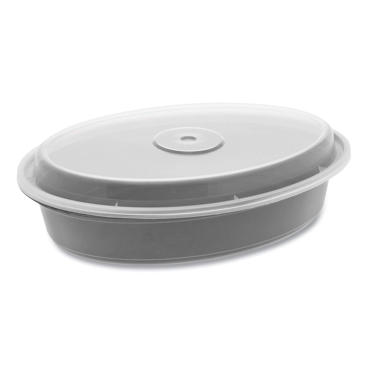 Pactive OC32B Versatainer Containers, Oval, 9.1 X 6.7 X 1.9, Black/clear, 150/carton