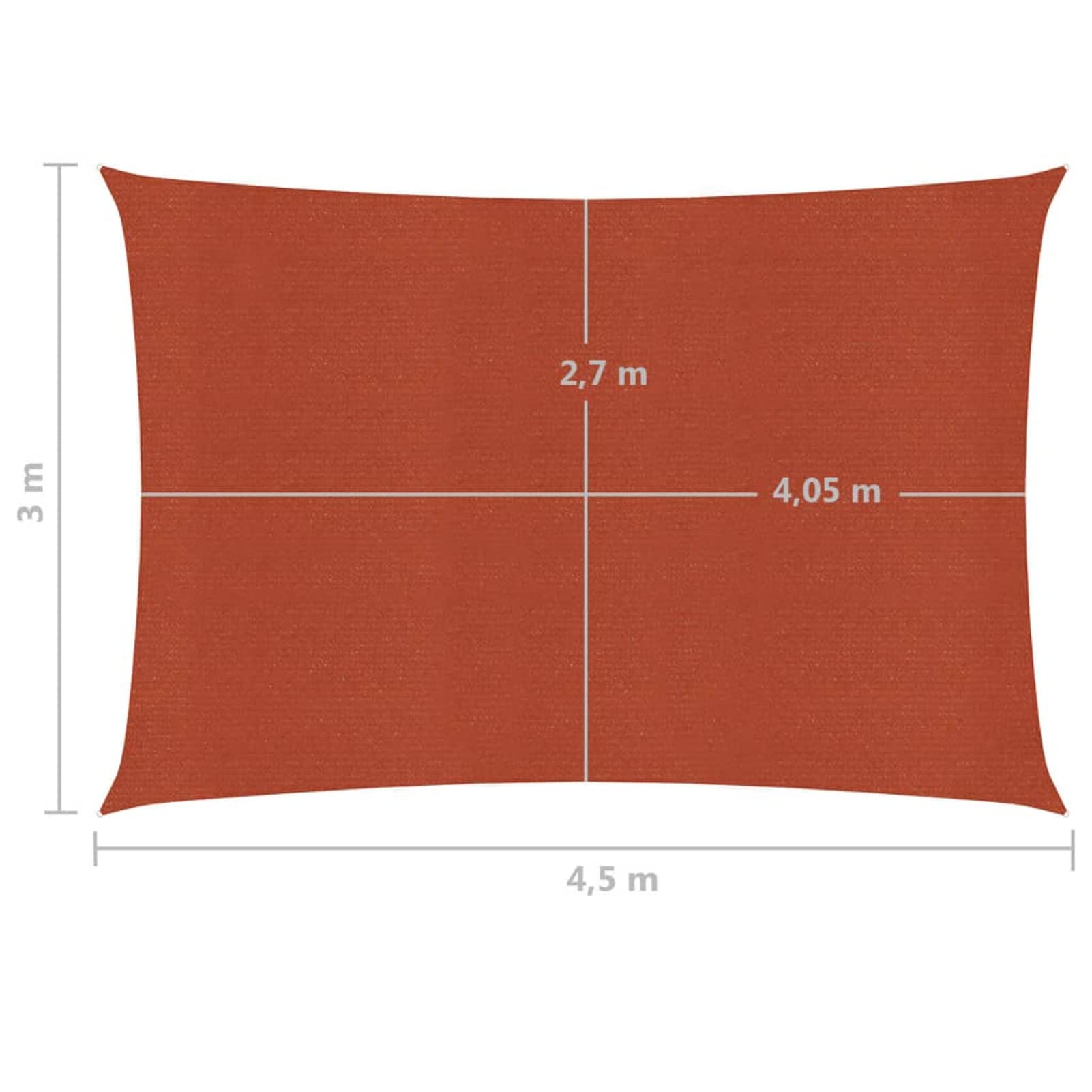 LAPOOH Vela Parasole 160 g/m² Terracotta 3x4,5 m in HDPE,Vela Parasole,Vele Parasole da Giardino,Tenda a Vela Parasole,Respirante,Impermeable,Anti UV-311348