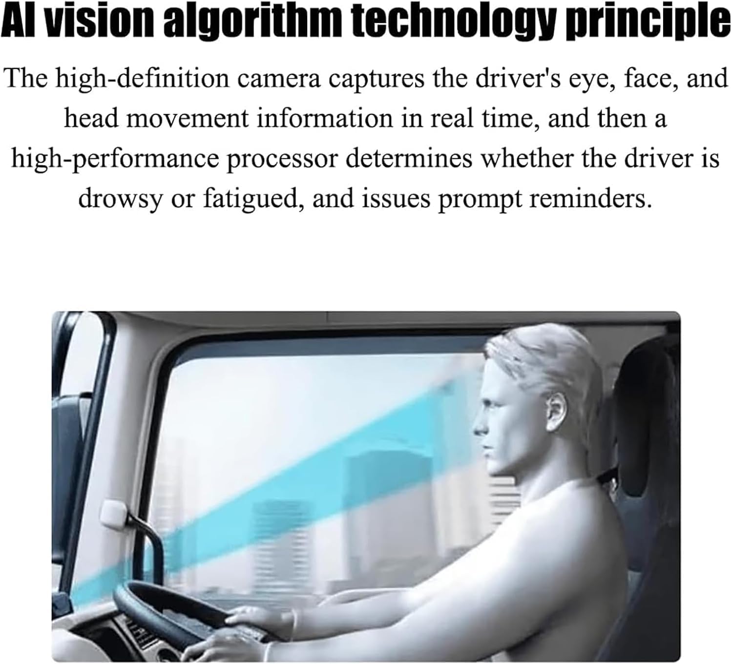 Driver Fatigue Alarm Device, Anti-Sleep Alarm Monitor, Dual-Core High-Performance Chip, Safe Driving Alert Captures Face Information Real-time and Reminding Continuously Function