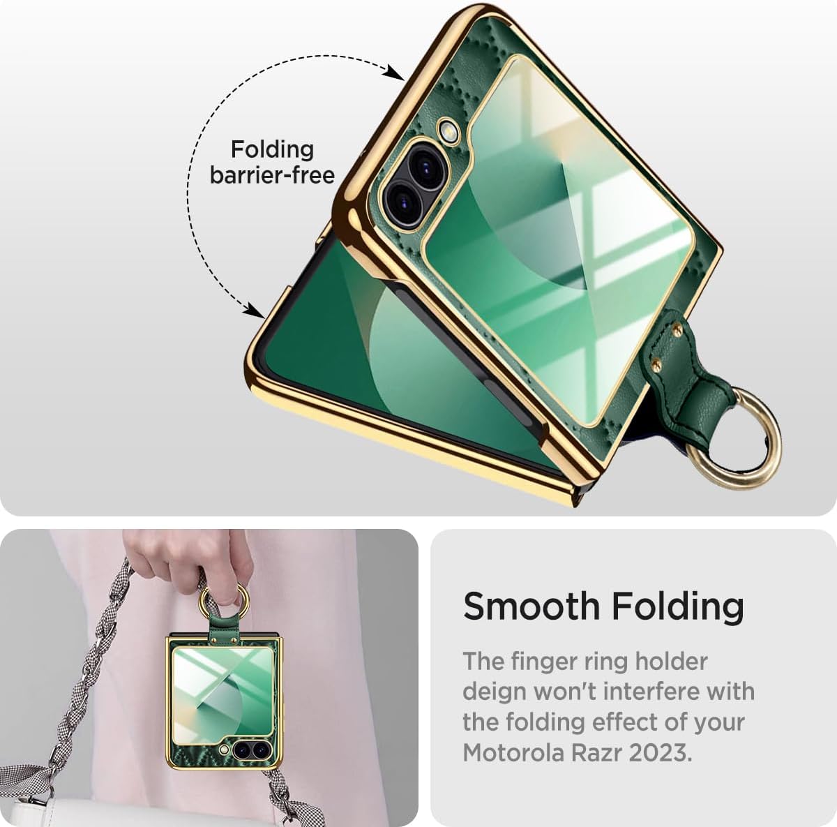 Miimall Luxury for Samsung Flip 7 FE/Flip 6 Phone Case with Ring Holder,Thin Leather Wear-Resistant Shockproof Dust-Proof Full Body Anti-Slip Phone Case for Z Flip7FE 2025/Z Flip 6,Dagreen