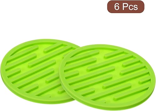 Miniatura 3 de uxcell Posavasos para bebidas, 6 unidades, posavasos de silicona para bebidas, posavasos redondos antideslizantes resistentes al calor, para bar,