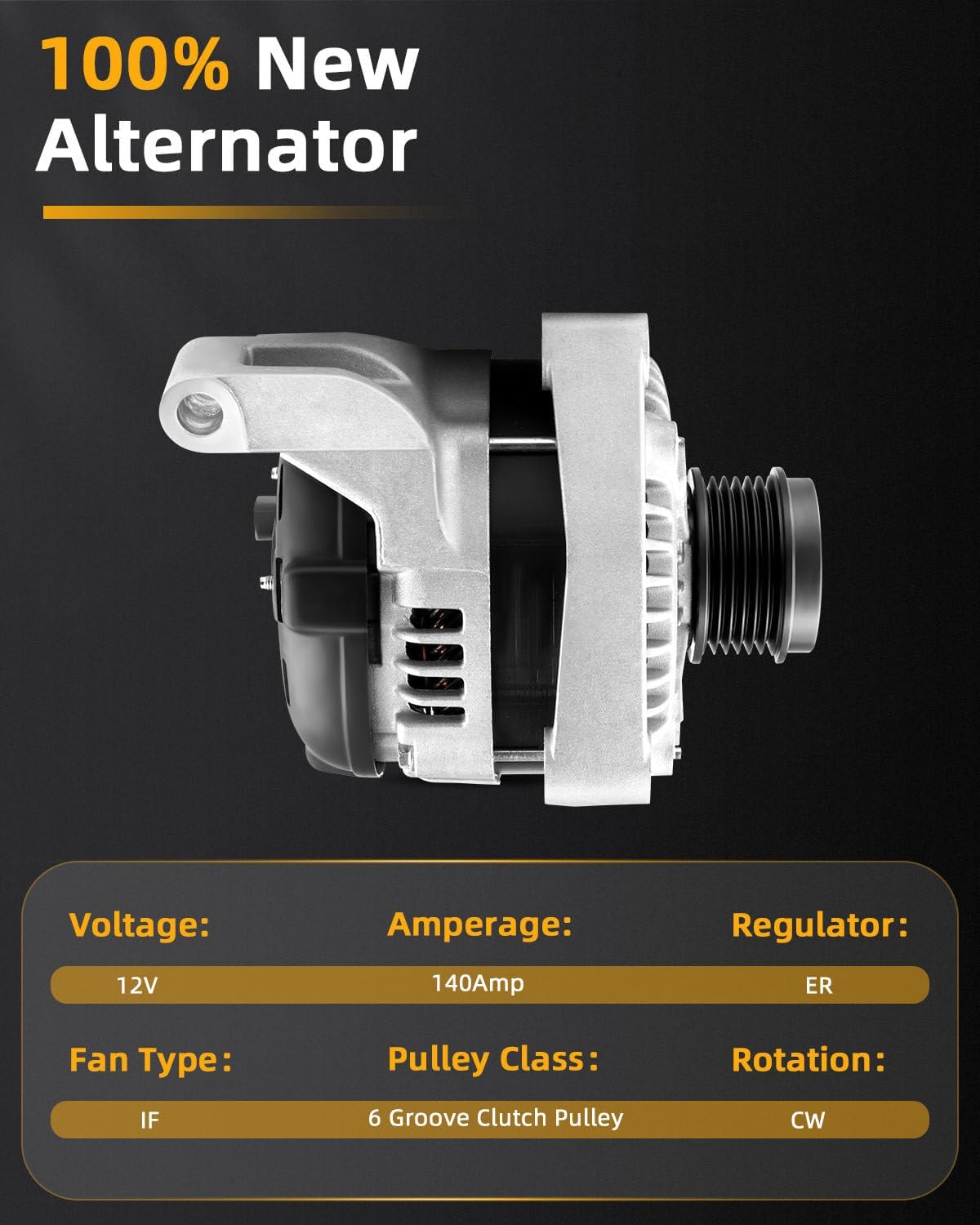 OCPTY Alternator Replace 13871 Fit for Chrysler Town & Country 2001-2007,for Chrysler Voyager 2001-2003,for Dodge Caravan 01-07,for Dodge Grand Caravan 01-07 3.3L 3.8L V6,12V 140Amp