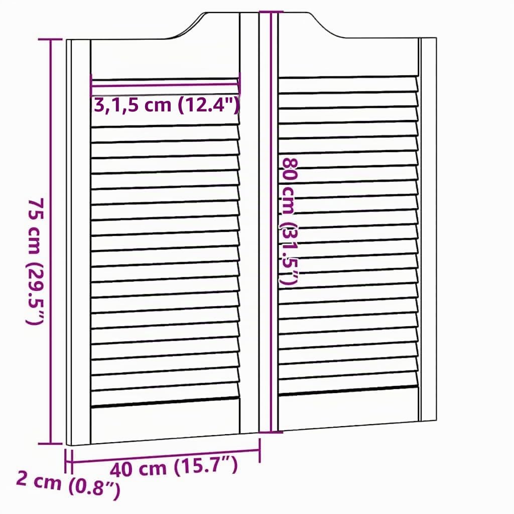 Double Porte Battante, Porte Saloon de Séparation à persiennes 1paire 80 x 80 cm bois massif Pin