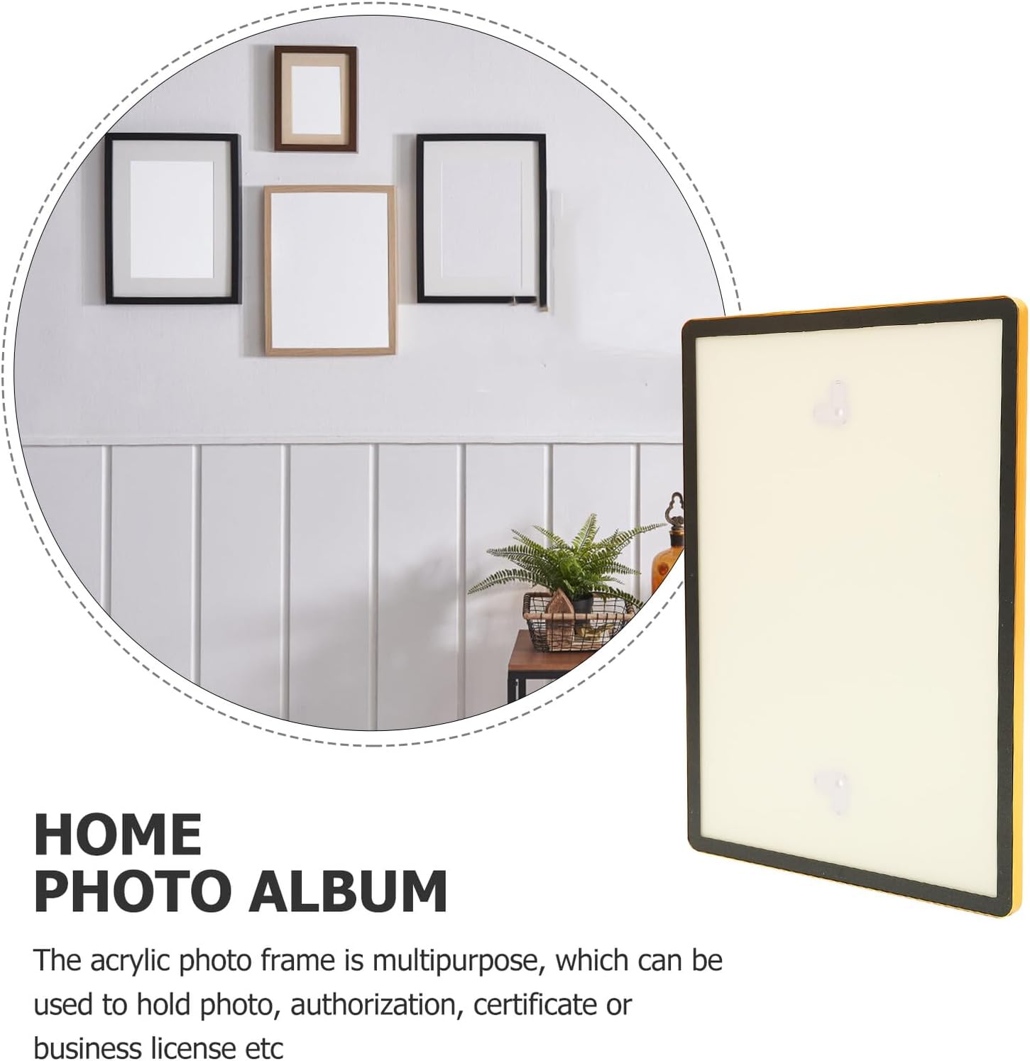 Cabilock Magnetic Acrylic Picture Frame A3 Aluminum Alloy Authorization Display Frame with Gold Edge Black Surface for Business License and Photo Display