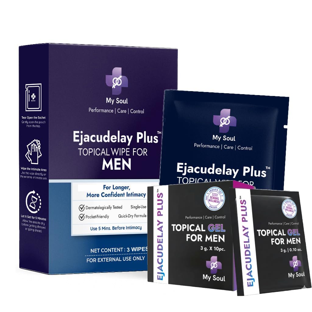 My Soul Topical Wipes (3 Pack) | Instant Climax Control & Stamina Boost | Safe & Portable Intimate Wipes for Men (Wipes + Topical Gel)-image-24