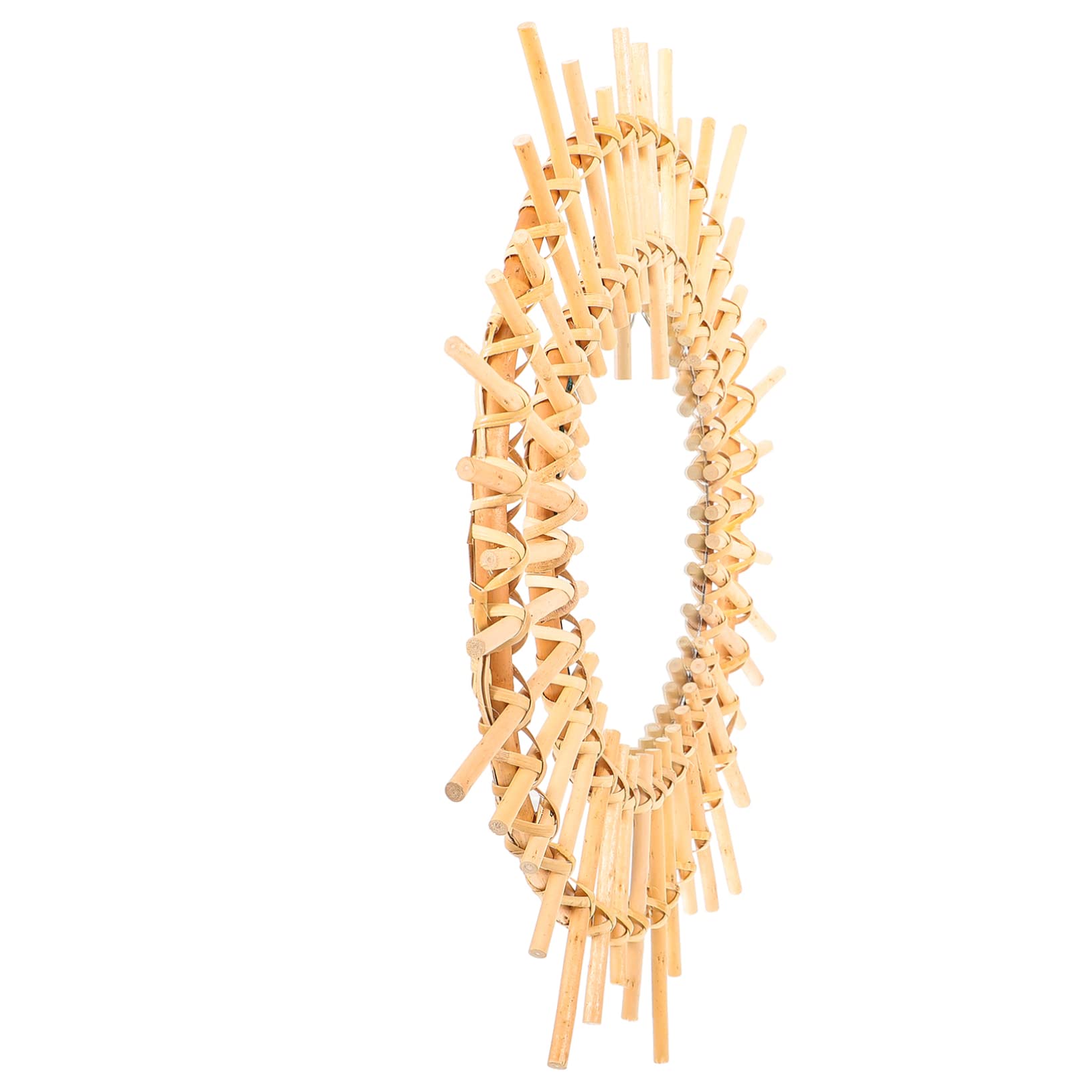 Miroir rond en rotin 40 cm Alipis naturel pour mur de salle de bain et salon