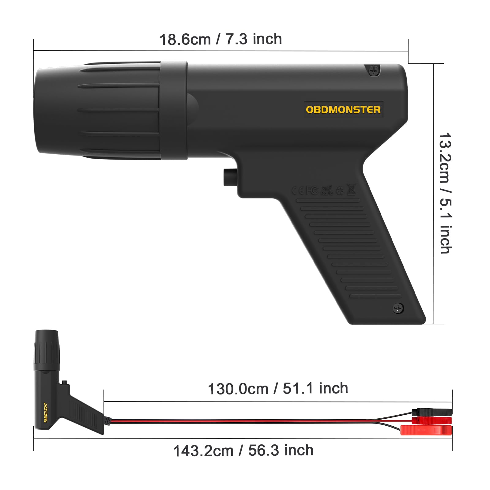 Pistola D'accensione 12V, Pistola Stroboscopica, Pistola per Fasatura Dell'accensione 2/4Temp, per Auto, Moto, Berline, Aerei, Imbarcazioni Marine