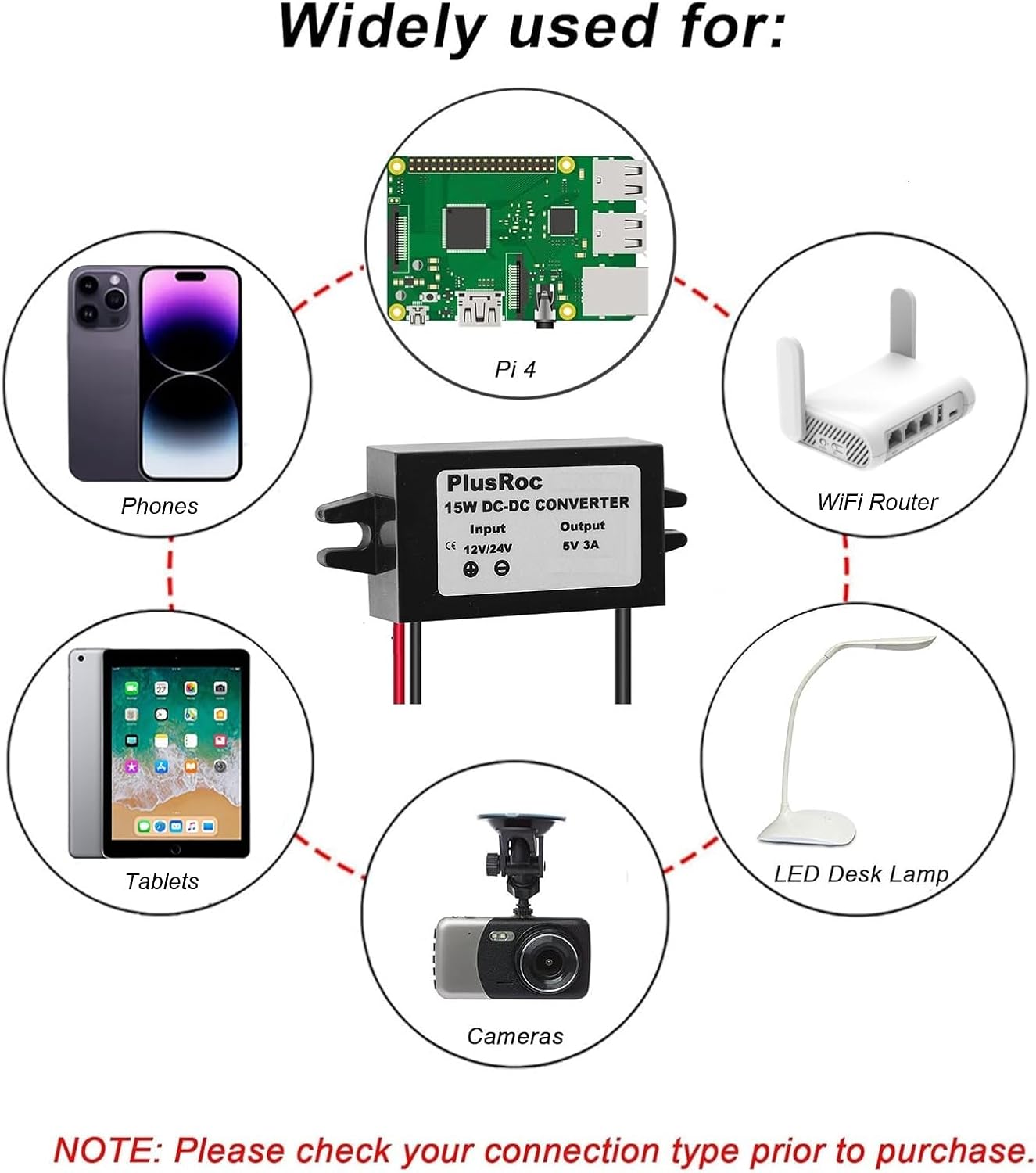 PlusRoc 2-Pack Waterproof DC 12V/24V to 5V 3A Buck Converter, USB-C Output