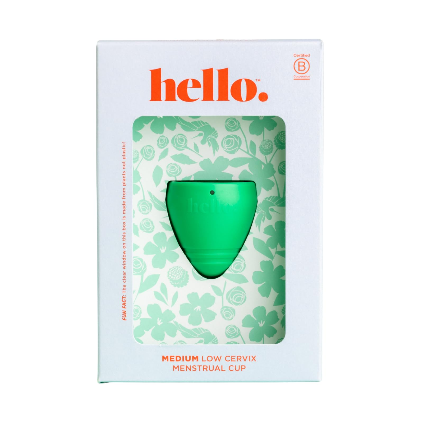 Hello Period Cup Low Cervix Menstrual Cup | Award Winning Reusable Soft Flexible Alternative to Pads & Tampons | Sustainable Feminine Hygiene | Leak Proof | Holds 21ml | 41mm Diameter, 43mm L (Medium)