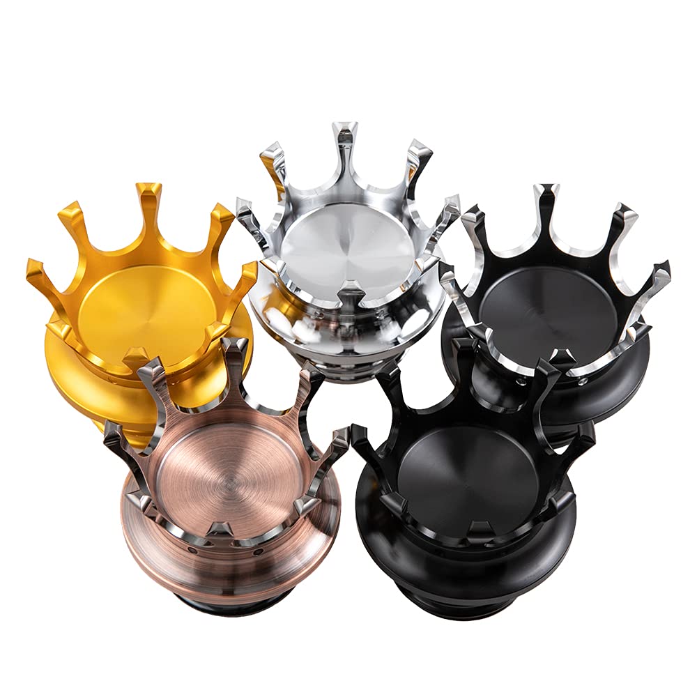 Bouchon de réservoir de carburant de moto CNC Crown Bouchons d'huile pour Sportster XL1200 883 48 Softail Dyna FXD FLST Road King 1996-2021 Noir