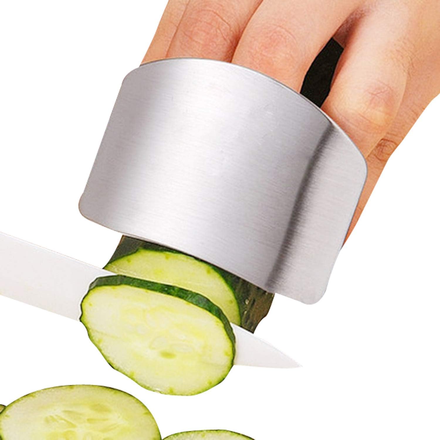 Stainless Steel Finger Guard Cutting Protector Hand Shield Kitchen Tool for Safe Vegetable and Fruit Slicing with Knife