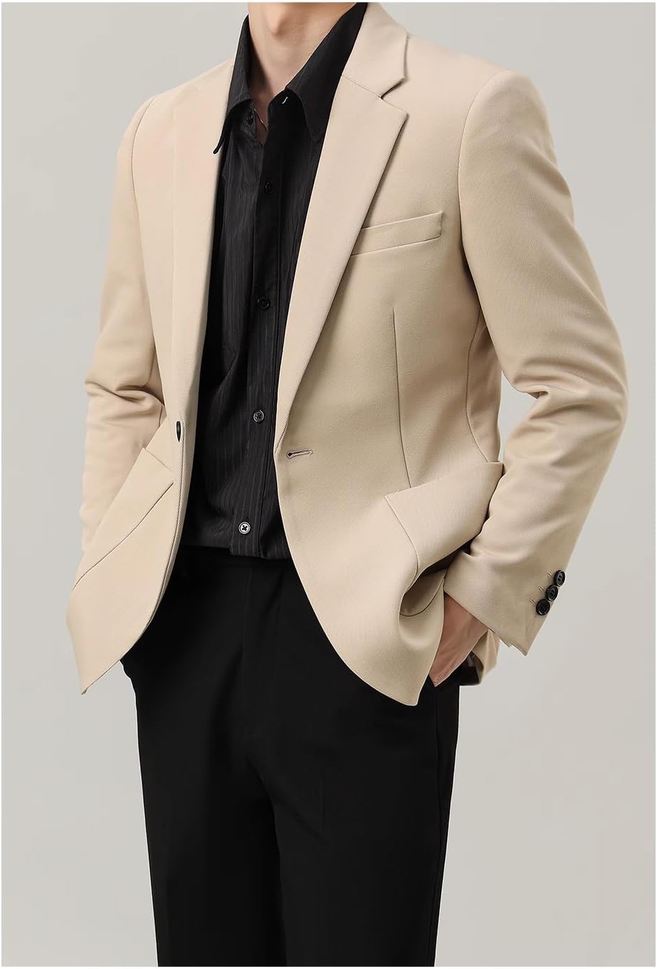 Mens Suit Jacket Slim Fit Blazer for Men Korean Style Business Casual Commuting Spring Autumn Long Sleeves Coats