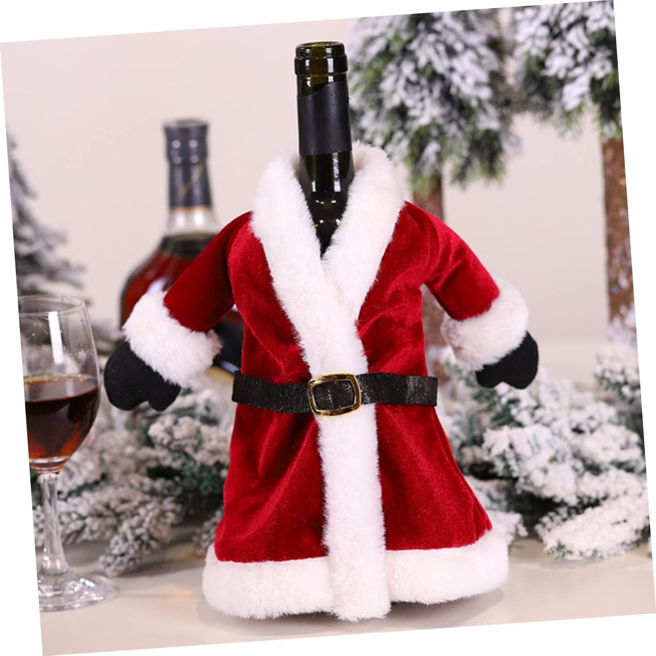 2pcs Wine Bottle Christmas Cover Dress Set Santa Claus Wine Bottle Cover