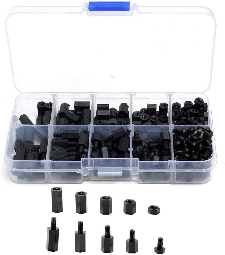 Saipor 300pcs M3 Nylon Male Female Hex Spacers Standoff Screw Nut